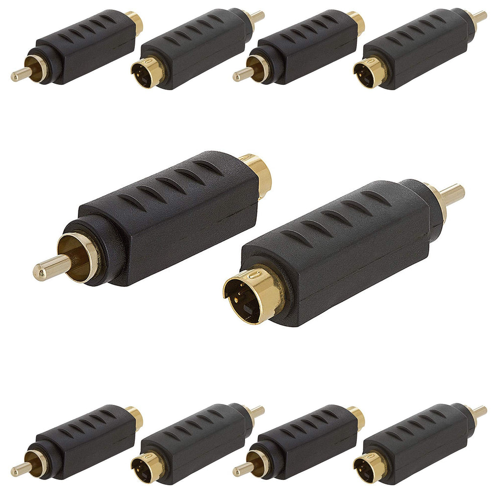  [AUSTRALIA] - Cmple - S-Video 4-Pin Male Plug to RCA Male Plug Video Adapter -Video Male to RCA Male Adapter VHS Gold Plated Contacts Converter S-VHS Male to RCA Male Connector - 10 Pack S-VHS 4Pin Plug to RCA Plug