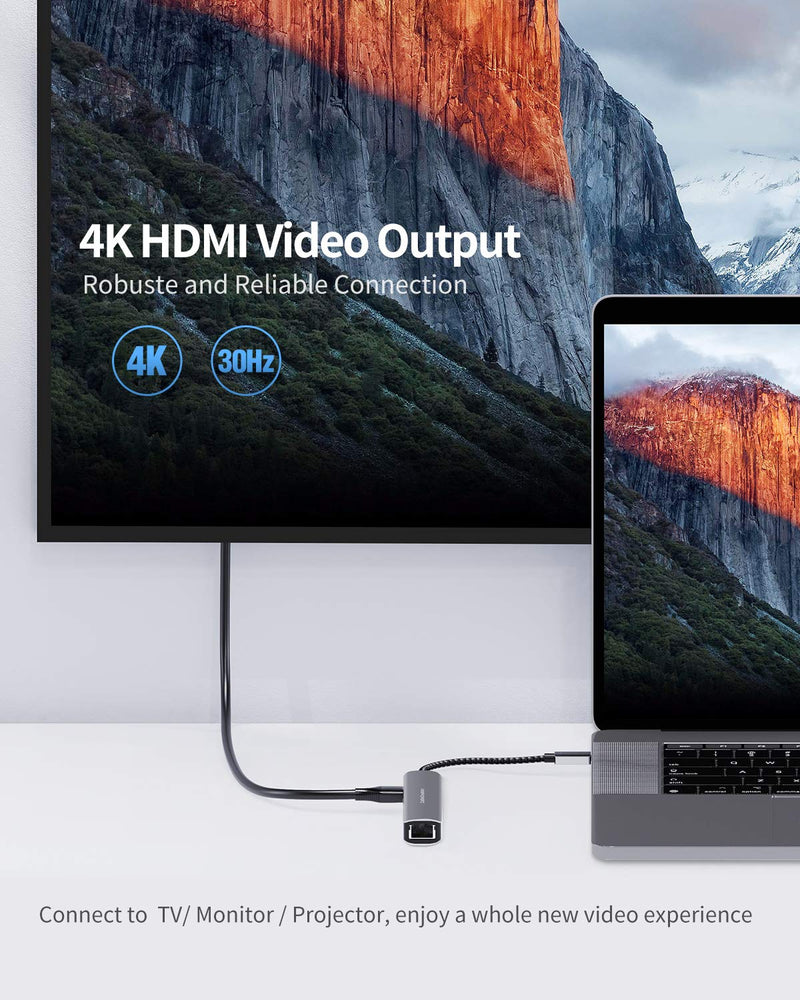  [AUSTRALIA] - USB C Hub Multiport Adapter, CableCreation 5-in-1 USB C Adapter Aluminum Shell with 4K HDMI, 1Gbps Ethernet, 3 USB 3.0 Ports for MacBook Pro/Air 2020/2019, iPad Pro 2020, Surface Go, XPS