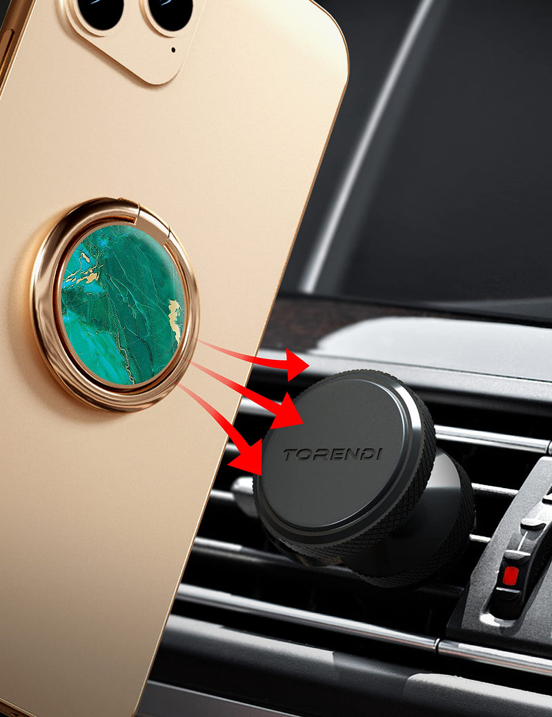  [AUSTRALIA] - Cell Phone Ring Holder Finger Stand, Torendi Marble Kickstand Gold Metal Grip Holder for Magnetic Car Mount Compatible with iPhone 13/13 Pro/12 Pro Max/11 and All Smartphones (Green) Green