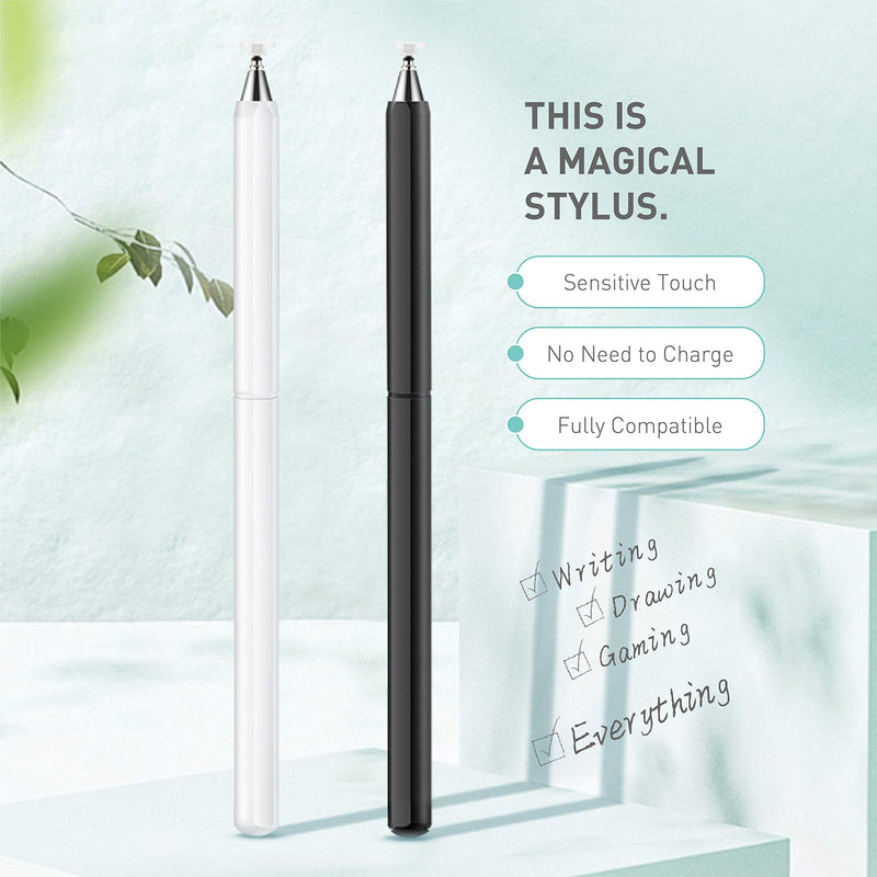  [AUSTRALIA] - Stylus Pens, Universal High Sensitive & Precision Capacitive Disc Tip Touch Screen Pen Stylus for iPhone/iPad/Pro/Samsung/Galaxy/Tablet/Kindle/Computer/FireTablet Black/White