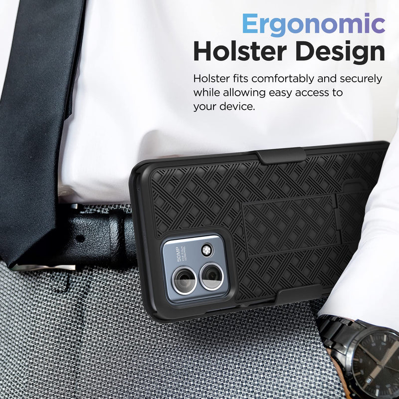  [AUSTRALIA] - Encased DuraClip for Moto G Stylus 5G 2023 Belt Case with Holster Clip and Phone Kickstand (Motorola G Stylus 5G 2023) Black
