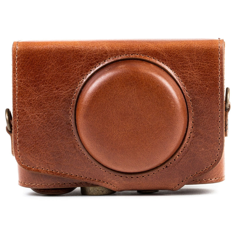  [AUSTRALIA] - MegaGear MG1177 Canon PowerShot SX740 HS, SX730 HS Ever Ready Genuine Leather Camera Case with Strap - Dark Brown