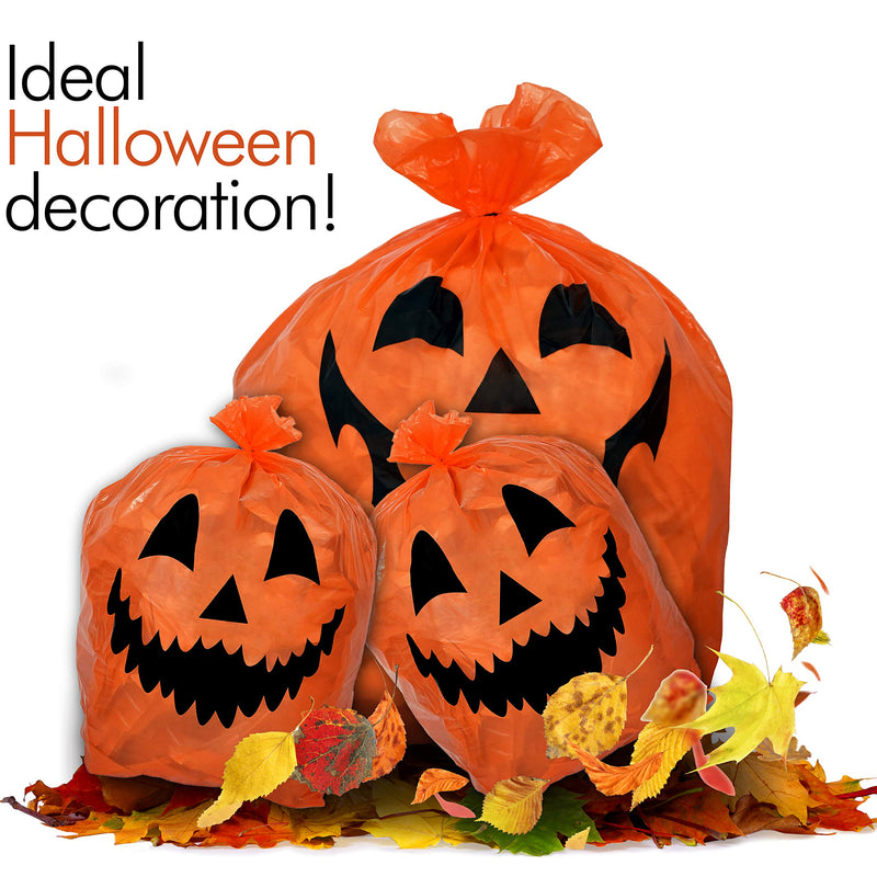 Skeleteen Pumpkin Leaf Bags Decorations - Jack O Lantern Outdoor Yard Fall Lawn and Leaves Pumpkins Decorating Bag with Ties - 3 Sizes - LeoForward Australia