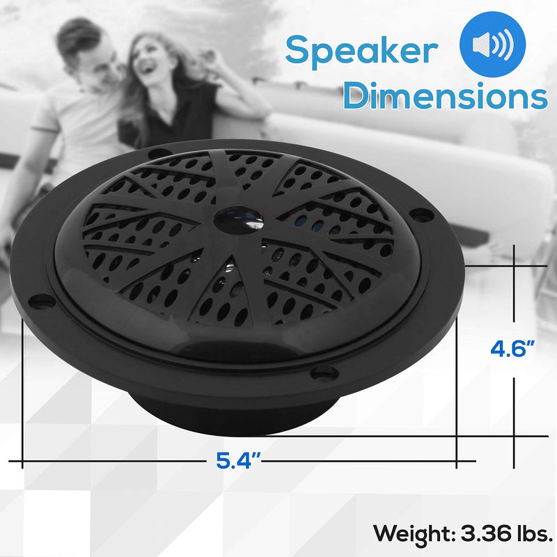 4 Inch Dual Marine Speakers - Waterproof and Weather Resistant Outdoor Audio Stereo Sound System with Polypropylene Cone, Cloth Surround and Low Profile Design - 1 Pair - PLMR41W (Black) Black Standard Packaging - LeoForward Australia