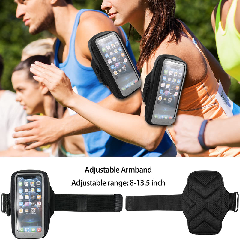  [AUSTRALIA] - Running Phone Holder Cellphone Armbands Compatible for iPhone 13 Pro Max Galaxy S21 Ultra S21+ Note 20 A02s A11 A12 A21s A32 A42 A52 Moto G Power Play E OnePlus 9 Pro Pixel 6 Pro BLU Vivo X6 (Black)