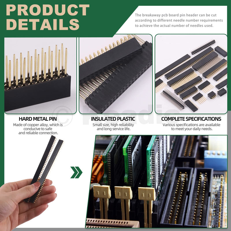  [AUSTRALIA] - Keadic 147Pcs 26 Type 2.54mm Stacking Female Header Assortment Kit Extra Tall Straight Single Dual Row Pin Header Connector for PCB Circuit Board