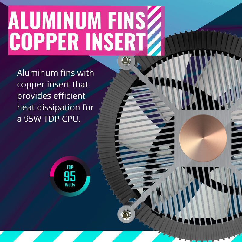  [AUSTRALIA] - Cooler Master i70C LGA1700 ARGB Intel Low-Profile CPU Air Cooler, Anodized Black Aluminum Fins, Copper Insert Base, 95W TDP CPU Support, 120mm ARGB 3-Pin Fan for Intel LGA1700