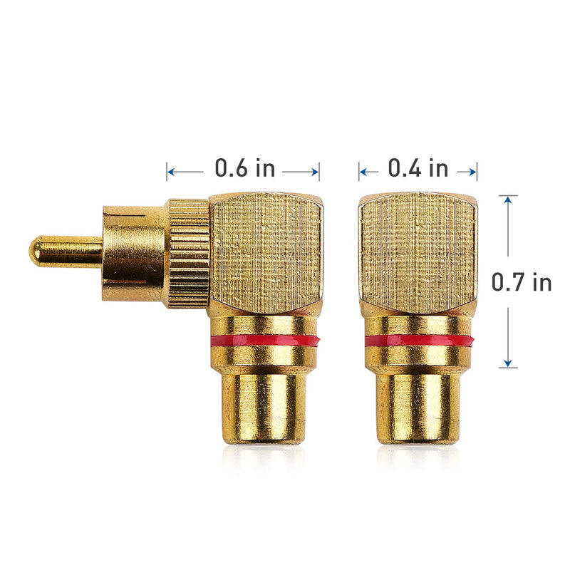  [AUSTRALIA] - Cable Matters 2-Pack Right Angle RCA Adapter, 90 Degree RCA Adapter