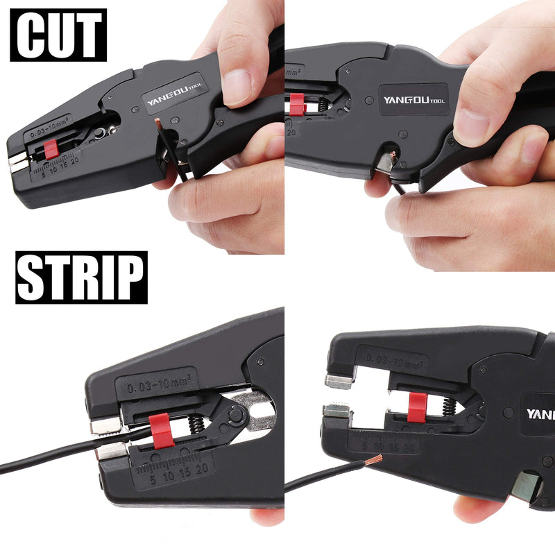  [AUSTRALIA] - Automatic Wire Stripper and Cutter,Yangoutool 2 in 1 Wire Stripping Tool and Wire Stripper Tool for Awg7-32 Cutting 0.25-0.75 Inches