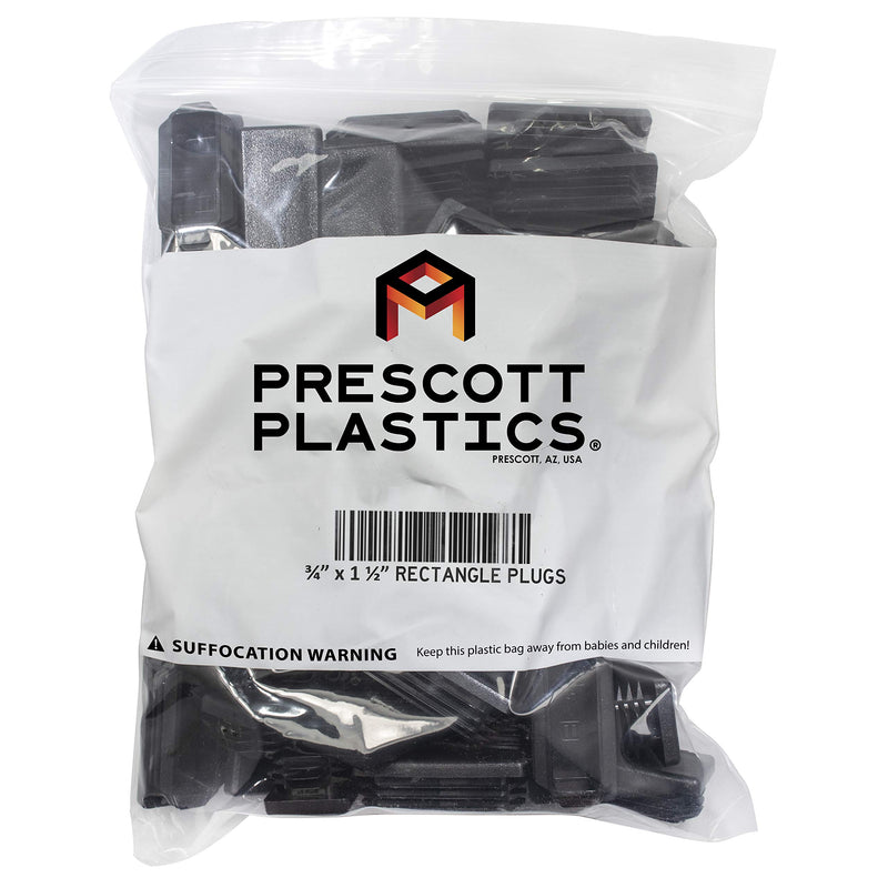 Prescott Plastics 0.75 x 1.5" Inch Rectangle Plastic Plug Insert (10 Pack), Black End Cap for Metal Tubing, Fence, Glide Insert for Pipe Post, Chairs and Furnitures 10 - LeoForward Australia