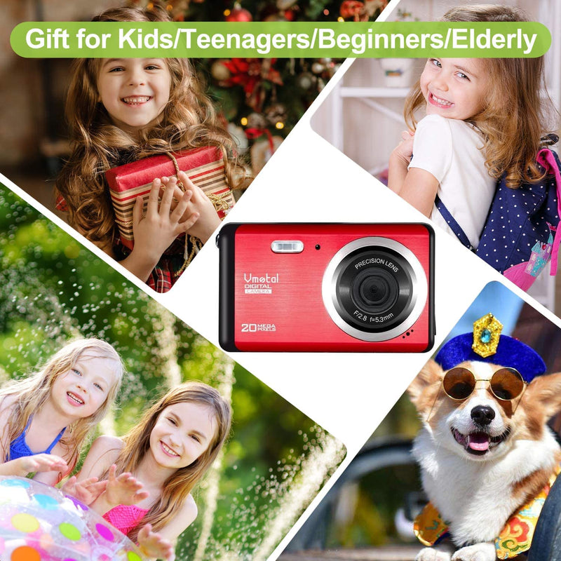  [AUSTRALIA] - Digital Camera 1080P FHD Mini Video Camera 20MP 2.8 inch LCD HD Rechargeable Vlogging Camera Students Compact Camera Kids Childrens Teens Beginners Point and Shoot Cameras-Holiday Birthday Gift Red