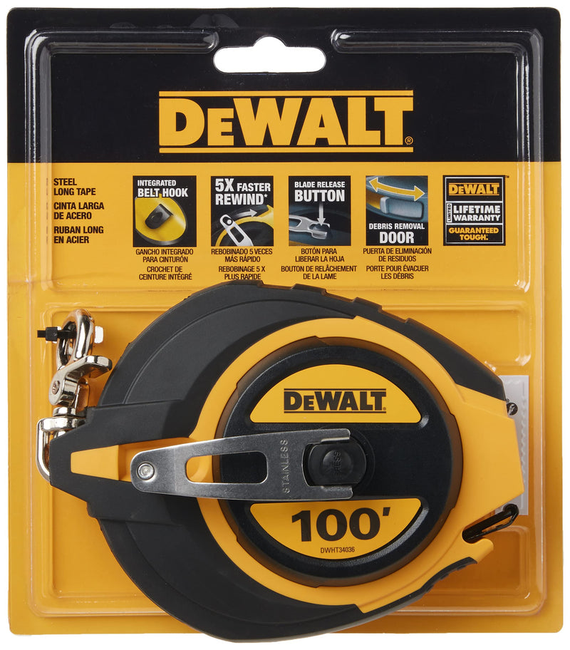  [AUSTRALIA] - DEWALT Tape Measure, Closed Case, 100-Foot (DWHT34036L) , Yellow