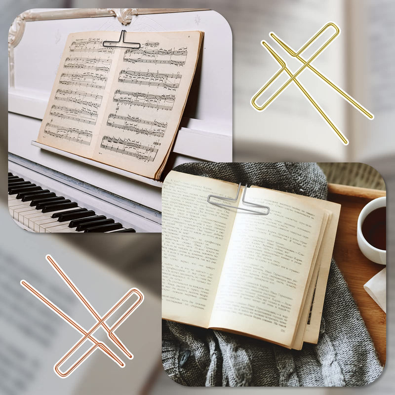  [AUSTRALIA] - Music Book Metal Clip Pack of 4 Book Page Holder for Reading 4 Colors Book Opener Piano Sheet Book Accessories Portable Book Open Holder Fit Most Books for Book Lovers, Gold, Silver, Rose Gold, Black