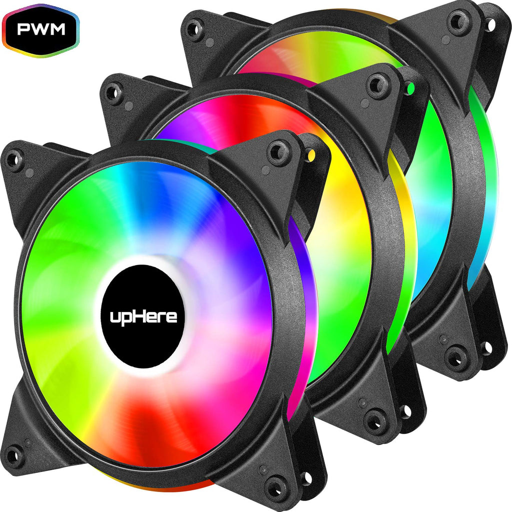  [AUSTRALIA] - upHere 120mm 4-Pin PWM Rainbow LED Effect Case Fan for PC Cooling,Computer Cases, CPU Coolers,Water Cooler and Radiators Ultra Quiet,3-Pack,T4CF4-3