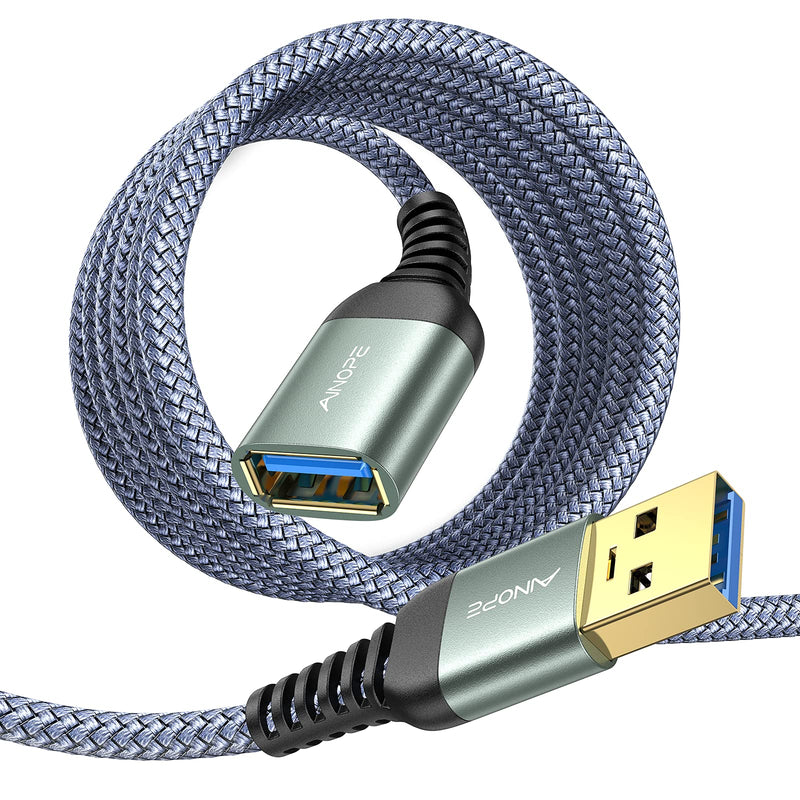  [AUSTRALIA] - 16FT USB 3.0 Extension Cable Type A Male to Female Extension Cord AINOPE High Data Transfer Compatible with USB Keyboard,Flash Drive 16FT Grey