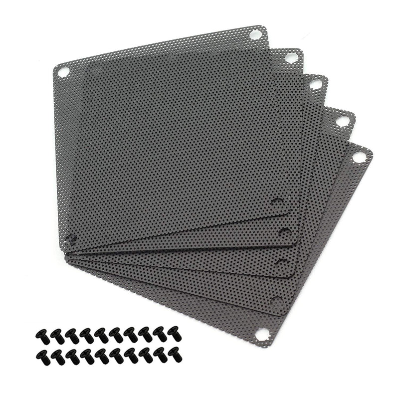  [AUSTRALIA] - Maxmoral 5pcs 12cm PC Fan Dust Filter Black PVC Dustproof Mesh Cover Guard for Computer Cooler Fan Case