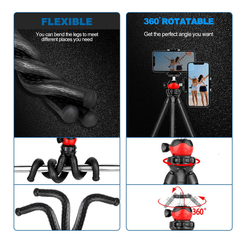  [AUSTRALIA] - Flexible Phone Tripod Stand for iPhone Android, Portable Cell Phone Tripod with Remote & Phone Holder Camera Tripod iPhone Stand for Video Recording/Vlogging/Live Streaming