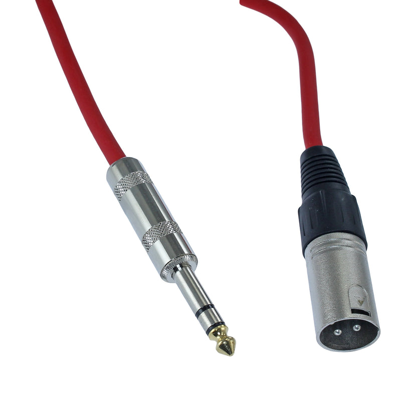  [AUSTRALIA] - MCSPROAUDIO 1/4" TRS to 3 Pin XLR Male Pro Audio Patch Cable Balanced and Shielded (3 Foot Feet ft Long, Red) 3 ft long