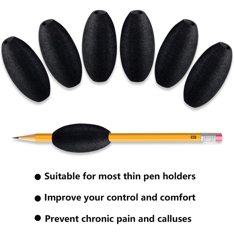  [AUSTRALIA] - Zonon Pencil Grips for Kids Adults Foam Egg Grips Pen Grips Cushioned Holders Writing Aid Trainer for Handwriting Drawing Preschool Supplies Right or Left Hand Use, 6 Pieces (Black) Black