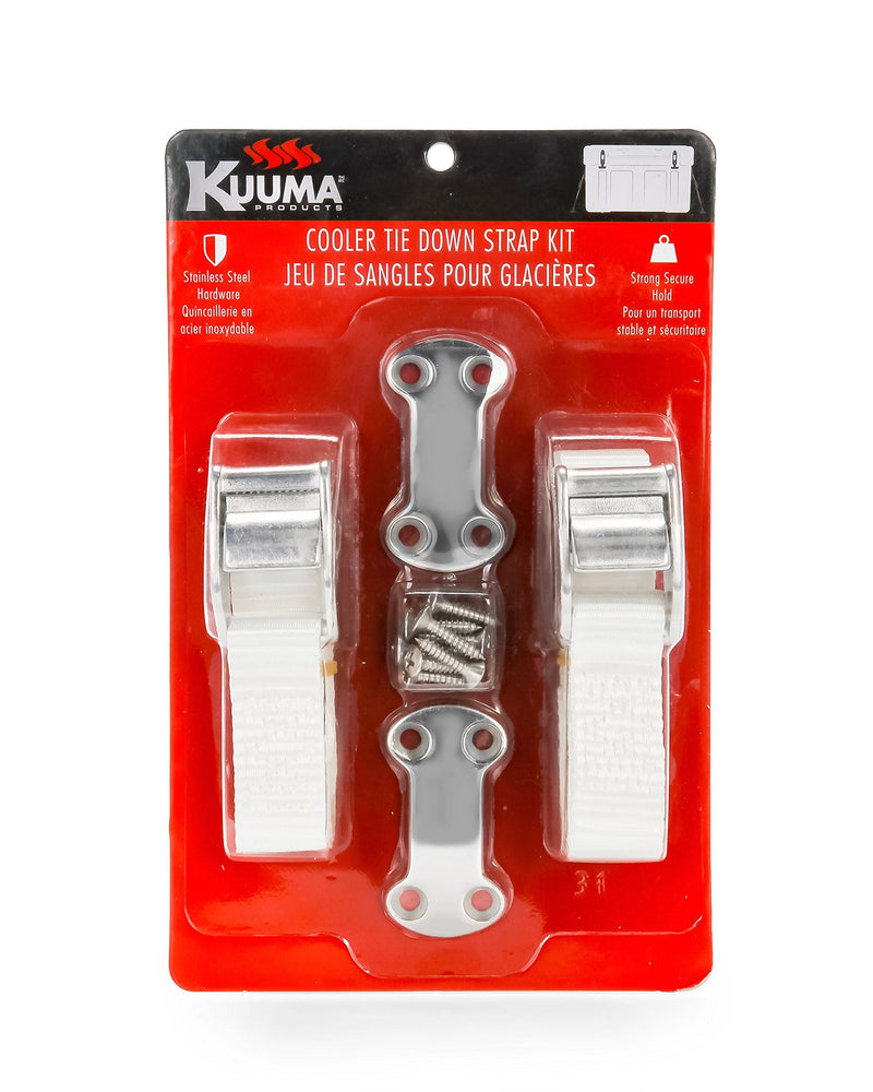  [AUSTRALIA] - Kuuma 51960 Cooler Tie Down Strap Kit - Inlcudes Straps, Mounting Bracket, and Screws - Great for RVs, Boats, and Truck Beds,2