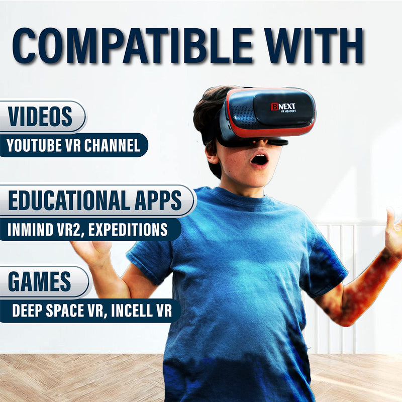  [AUSTRALIA] - VR Headset Compatible with iPhone & Android - Universal Virtual Reality Goggles for Kids & Adults - Your Best Mobile Games 360 Movies w/Soft & Comfortable New 3D VR Glasses (Red) Red