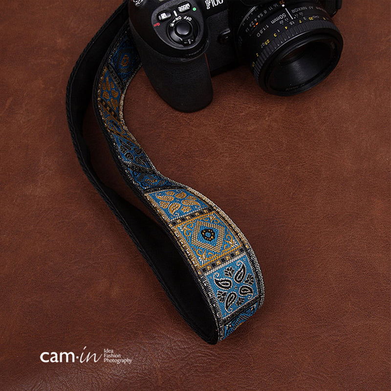  [AUSTRALIA] - Camera strap, length adjustable Blue Embroidery