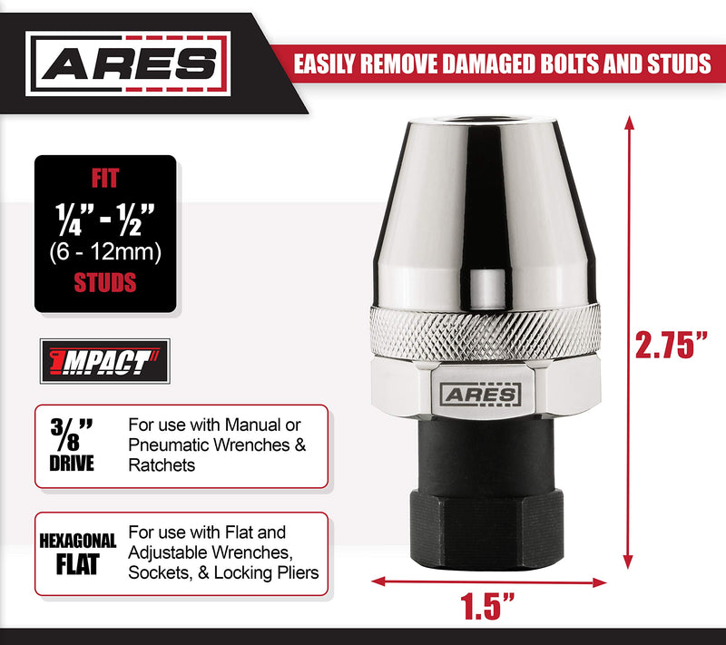  [AUSTRALIA] - ARES 70016 - Damaged Bolt and Stud Extractor Tool - Grips and Removes 1/4-Inch to 1/2-Inch Studs - Ideal for Broken, Rounded Off, Painted Over, and Rusted Tight Bolts