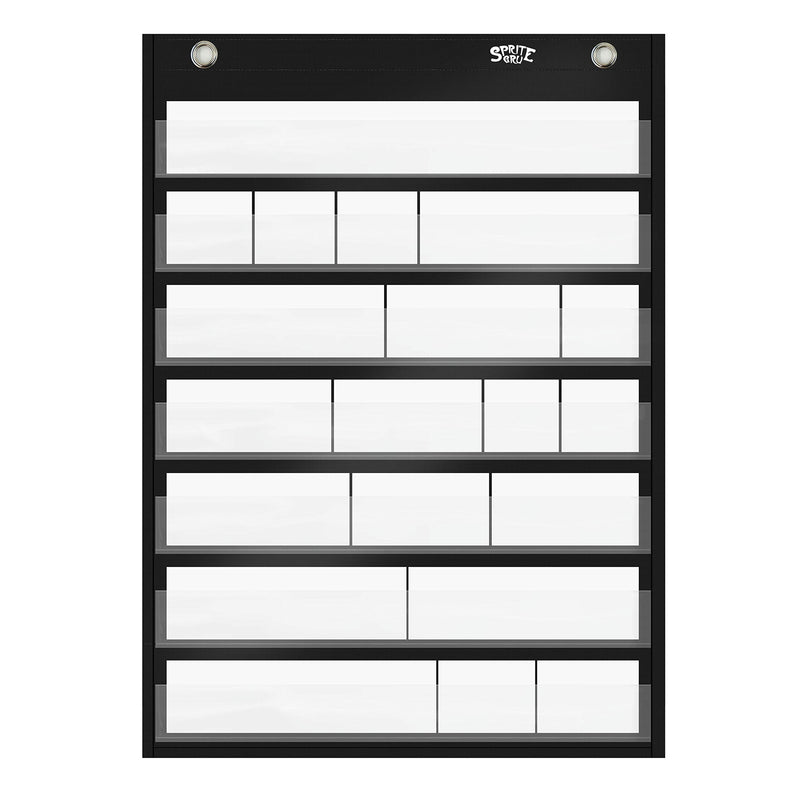  [AUSTRALIA] - Magnetic Pocket Chart with 10 Dry Erase Cards for Standards,Daily Schedule,Activities,Class demonstrations (Black) Black