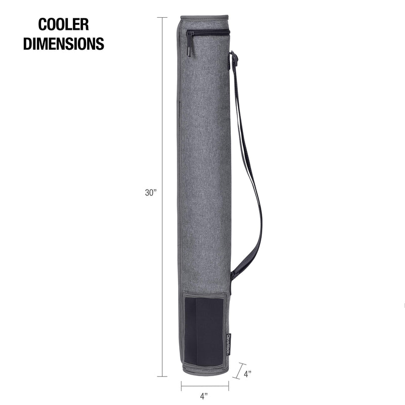  [AUSTRALIA] - CleverMade 6 Can Cooler Sleeve - Insulated 6-Pack Cooler Tube with Adjustable Shoulder Strap, Easy Access Can Opening, and Neoprene Storage Pocket - Grey/Charcoal