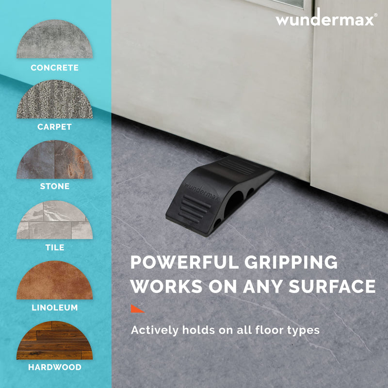  [AUSTRALIA] - Wundermax Door Stoppers - Rubber Security Wedge for Bottom of Door on Carpet, Concrete, Tile, Linoleum & Wood - Heavy Duty Door Stop - Home Improvement - 3 Pack - Gray