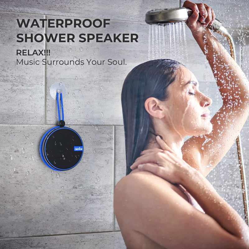  [AUSTRALIA] - comiso IPX7 Waterproof Bluetooth Speaker, Wireless Shower Speakers with HD Sound, Small Outdoor Portable Speaker Support TF Card for Boating, Pool, Hiking, Camping, Gifts for Men & Women - Black/Blue