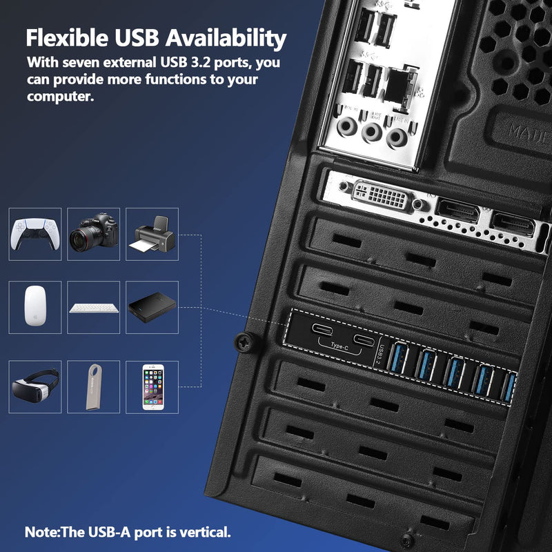  [AUSTRALIA] - PCIe USB 3.2/3.1 Gen 2 Card USB 7-Ports (2X USB C - 5 USB A) Expansion Card with 10 Gbps USB C PC Card Internal USB Port Cards for Windows 10/8/7 and Mac OS 10.8.2 Above