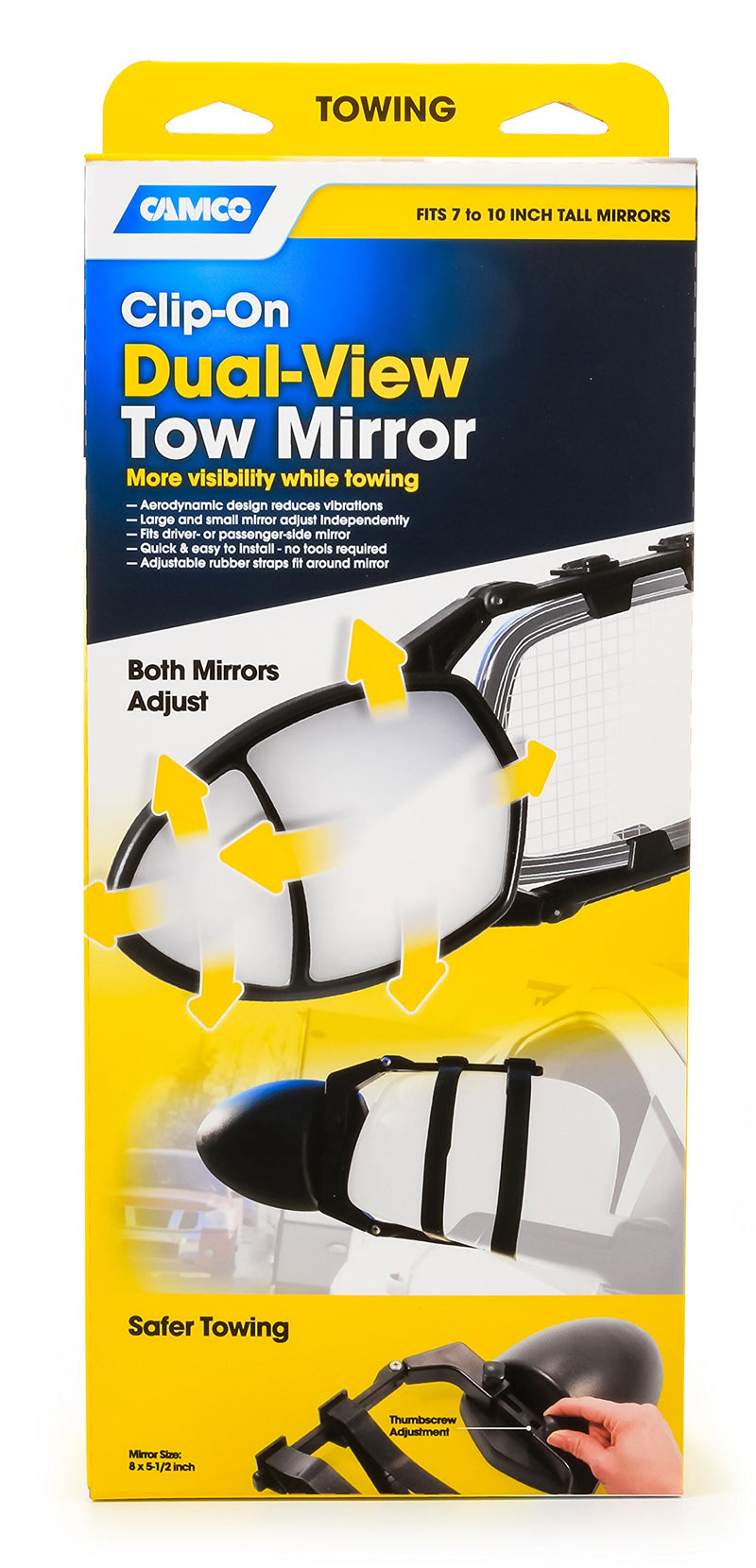  [AUSTRALIA] - Camco 25653 Universal Clamp-On Towing Mirror (Dual View) Dual View Mirror