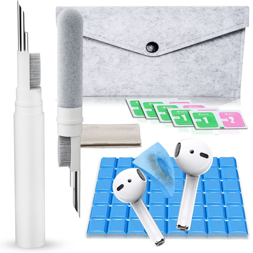  [AUSTRALIA] - AKIKI Cleaner Kit for Airpods, Earbuds Cleaning kit for Airpods Pro 1 2 3, Phone Cleaner kit with Brush for Bluetooth Earbuds Cleaner, Wireless Earphones,iPhone,Laptop, Camera (White) White