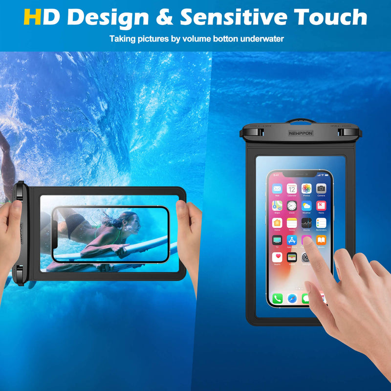  [AUSTRALIA] - newppon 10.5" XL Large Waterproof Phone Pouch : 2 Pack Underwater Clear Cellphone Holder - Universal Water-Resistant Dry Bag Case with Neck Lanyard for iPhone Samsung Galaxy for Beach Swimming Pool