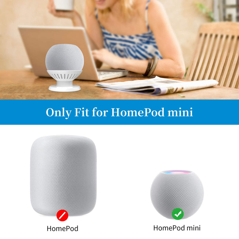  [AUSTRALIA] - PlusAcc Compatible with HomePod Mini Stand - Desk Table Stand Holder for Home Pod Mini, No Muffled Sound, Space Saving Accessories for Home Pod Mini (White) White