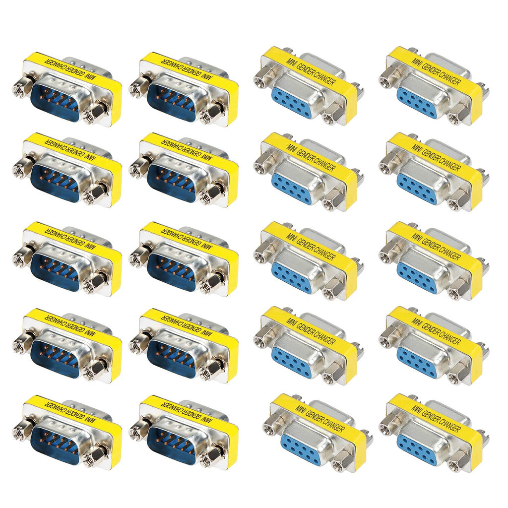  [AUSTRALIA] - abcGoodefg 9 Pin RS-232 DB9 Male to Male Female to Female Serial Cable Gender Changer Coupler Adapter (20 Pack, DB9 Male to Male Female to Female) 20 PACK