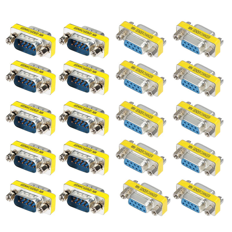  [AUSTRALIA] - abcGoodefg 9 Pin RS-232 DB9 Male to Male Female to Female Serial Cable Gender Changer Coupler Adapter (20 Pack, DB9 Male to Male Female to Female) 20 PACK