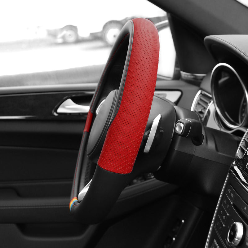  [AUSTRALIA] - FH Group FH2008RED Red Full Spectrum Leather Steering Wheel Cover