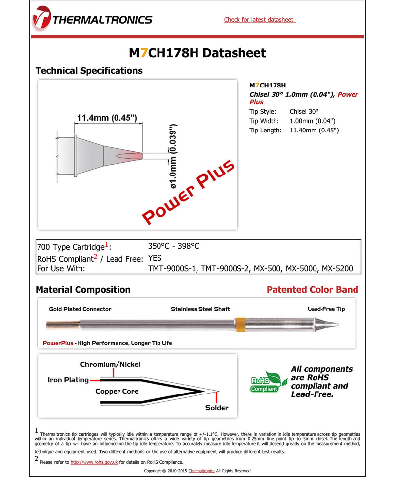  [AUSTRALIA] - Thermaltronics M7CH178H Chisel 30deg 1.0mm (0.04in), Power Plus