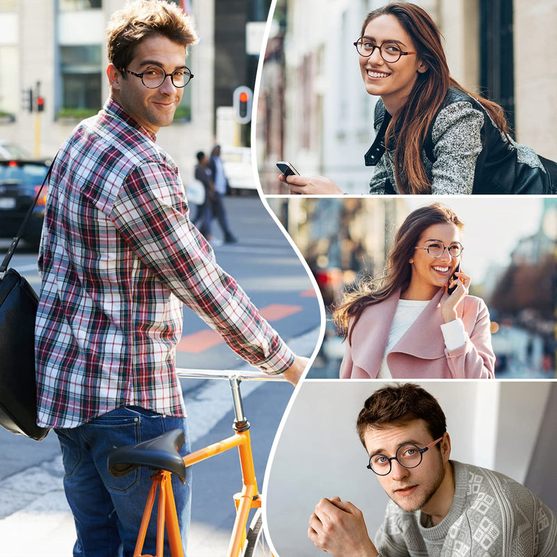 Reading Glasses Women Men Blue Light Blocking Round Readers Computer Glasses Matte Black+matte Red 4.0 x - LeoForward Australia