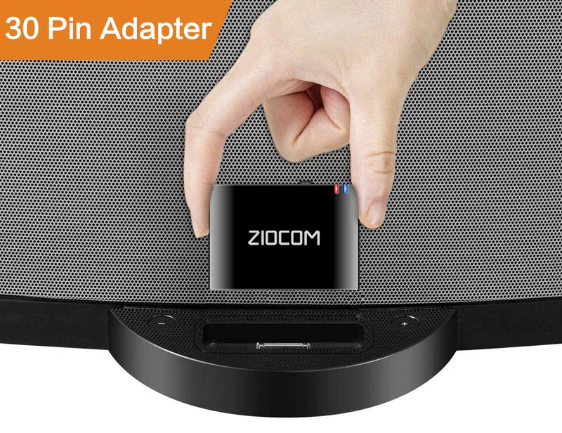 ZIOCOM 30 Pin Bluetooth Adapter Receiver for Bose iPod iPhone SoundDock and Other 30 pin Dock Speakers with 3.5mm Aux Cable(Not for Car and Motorcycles),Black - LeoForward Australia
