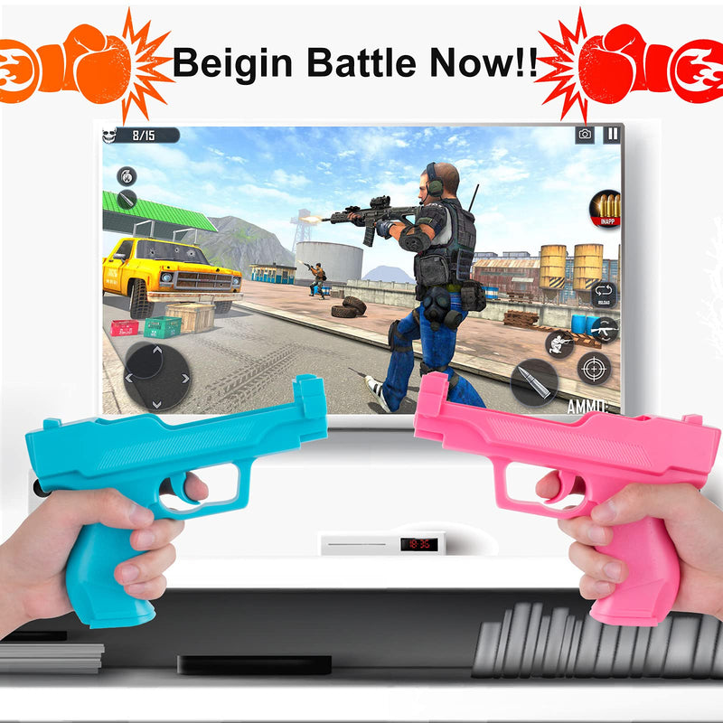  [AUSTRALIA] - Wii Gun, Soanufa 2-Piece Wii Gun Controller for Wii Shooters (Pink and Light Blue) Pink and light Blue