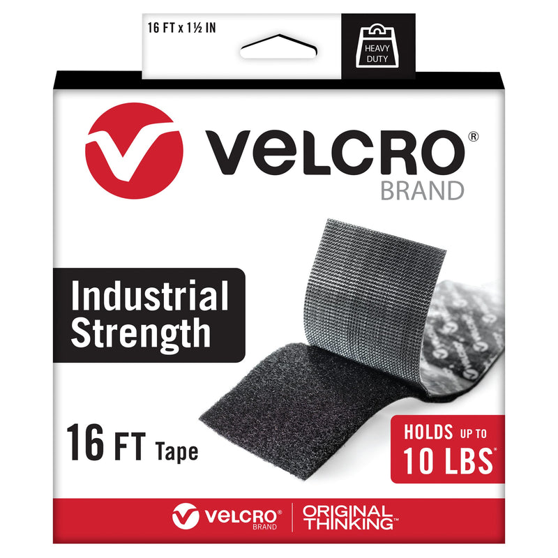  [AUSTRALIA] - VELCRO Brand Heavy Duty Tape | 16 Foot Roll | Strong Sticky Back Adhesive Holds up to 10 lbs | Industrial Strength Fasteners for Indoor or Outdoor Use | 1-1/2in Width, Black (VEL-30838-USA) 16ft