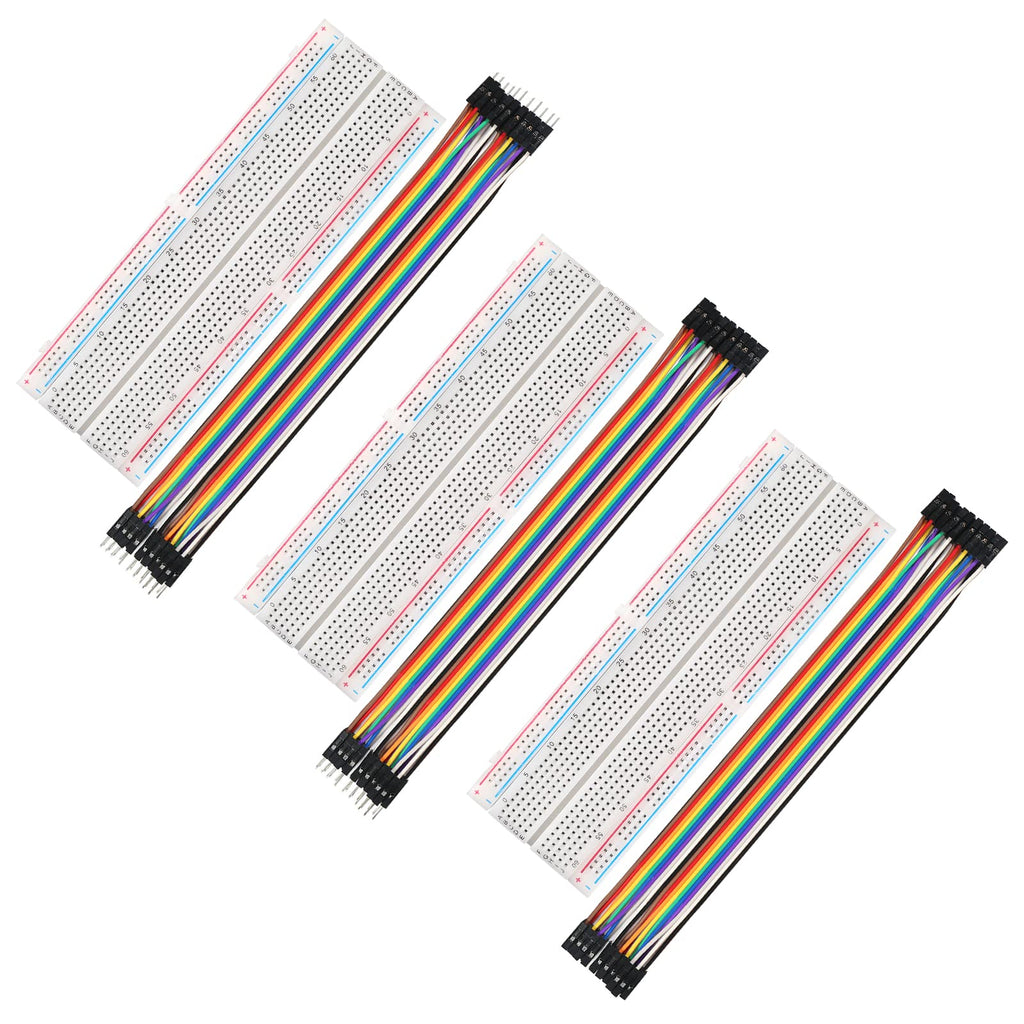  [AUSTRALIA] - Alinan 3pcs Breadboards Kit 830 Point Solderless Breadboards with 3pcs 20pin 20cm Breadboard Jumper Wires Prototype Board Multicolored Dupont Wire, Wires Assortment Kit for Arduino Raspberry PI DIY