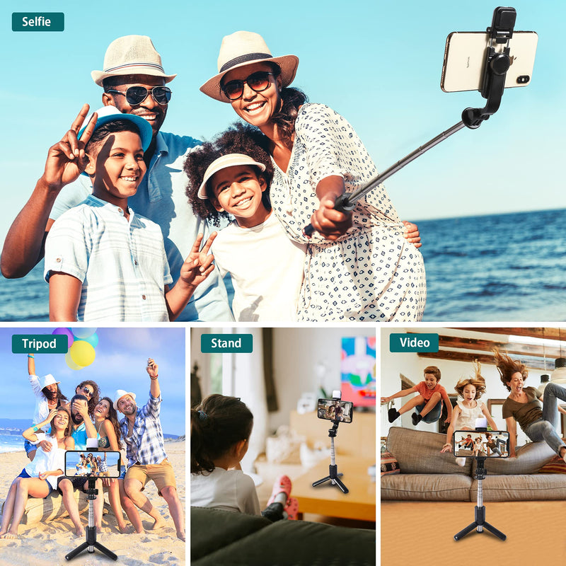 [AUSTRALIA] - Mini Selfie Stick Tripod, Phone Tripod with Fill Light 3 Modes 6 Brightness Portable Pocket Bluetooth Selfie Stand with Wireless Remote for iPhone 12/11/11 Pro/XS/XR/X/8/7/6/5 Samsung Smartphones