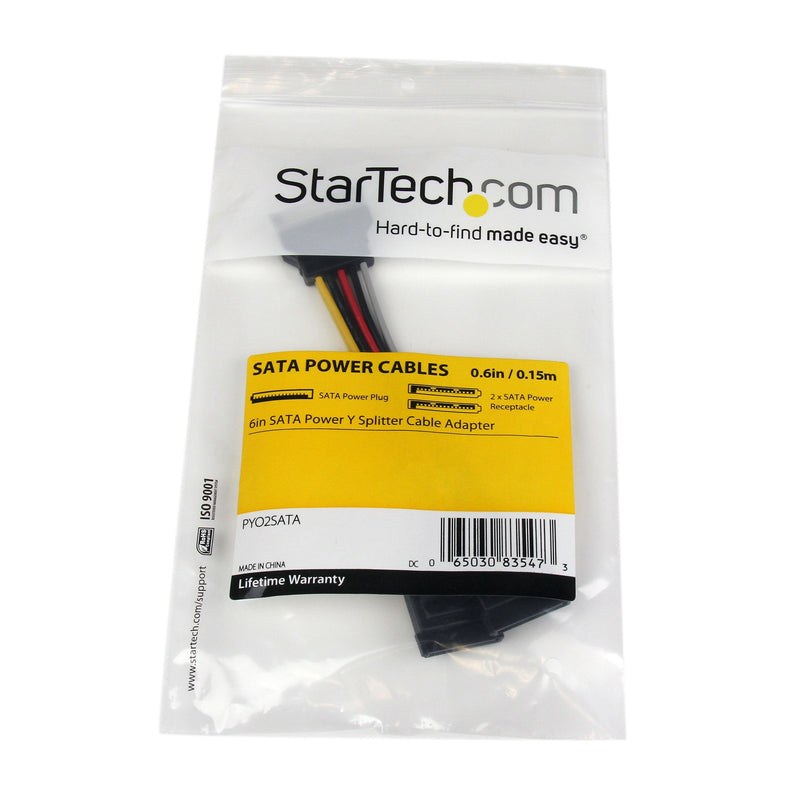  [AUSTRALIA] - StarTech.com 6in SATA Power Y Splitter Cable Adapter - M/F - Power splitter - SATA power (M) to SATA power (F) - 6 in - PYO2SATA 1 SATA to 2x SATA