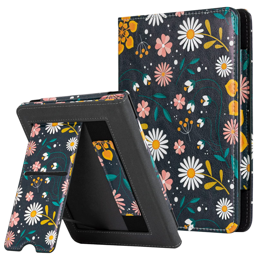  [AUSTRALIA] - CoBak Kindle Paperwhite Case with Stand - Durable PU Leather Cover with Auto Sleep Wake, Card Slot, Hand Strap Feature - Fits Kindle Paperwhite 11th Generation 6.8" and Signature Edition 2021 Released ***B-Jungle Flower