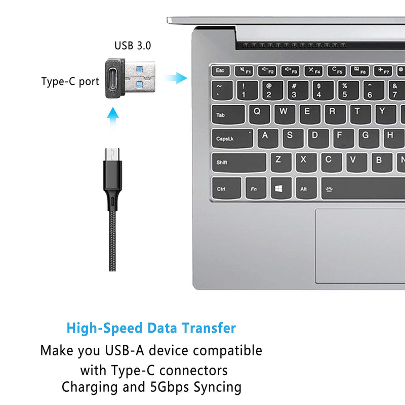  [AUSTRALIA] - Right Angle USB A Male to USB C Female Adapter,90 Degree USB3.0 to Type C Cable Connector Support unidirectional Sides 5Gbps & Data Transfer, for Laptops,Phone,PC - 2 Pack (Balck Down Angle)