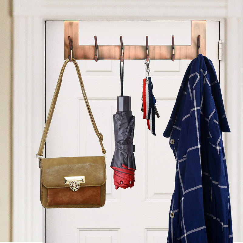 [AUSTRALIA] - WEBI Over The Door Hooks for Hanging,Door Hanger:Over The Door Towel Rack,Over Door Coat Rack Door Coat Hanger,6 Hooks for Hanging Towels,Clothes,Hats,Behind Back of Bathroom,Antique Copper Z Copper 1 Pack